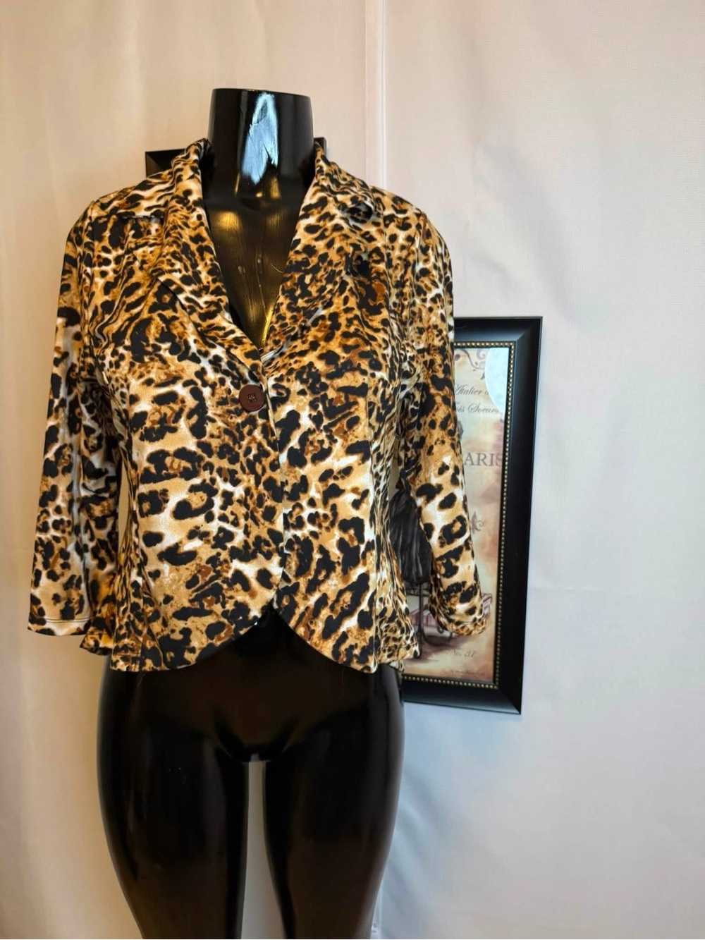 Leopard Print Cropped Blazer- Women